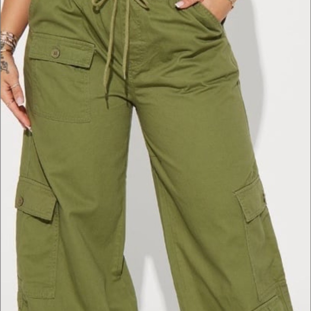 Fashion Nova Green Wide Leg Pants